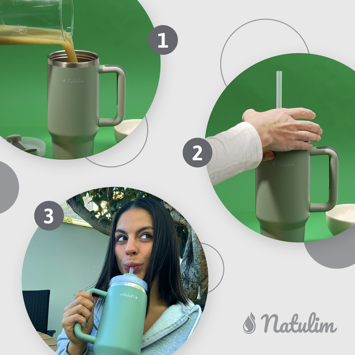 Kubek termiczny ze stali nierdzewnej 1L Natulim
